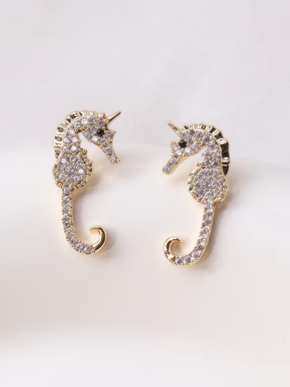 Gold Seahorse Stud Earrings